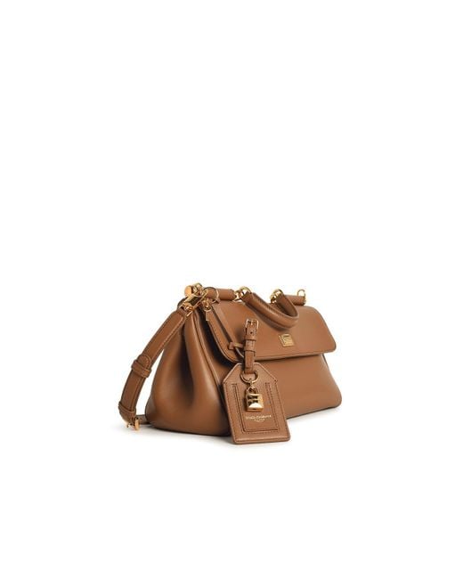 Dolce & Gabbana Brown My Sicily Calf Leather Caramel Handbag