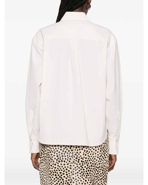 Victoria Beckham White Cropped Long Sleeve Shirt