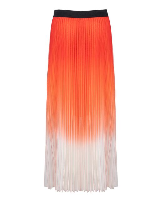 Karl Lagerfeld Orange Pleated Mesh Ombre Skirt