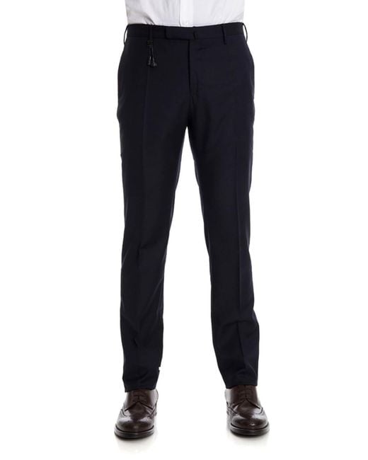 Incotex Blue Wool Trousers for men