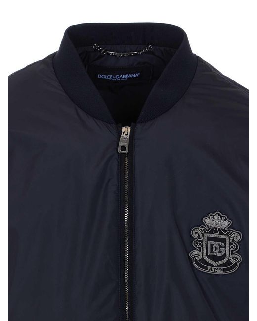 Dolce & Gabbana Blue Dolce&Gabbana Logo Patch Jacket for men