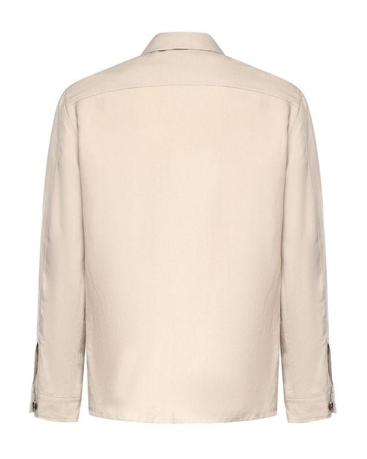 Eleventy Natural Lyocell And Linen Overshirt for men