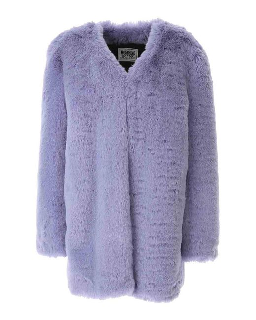 Moschino Purple Teddy Long Jacket