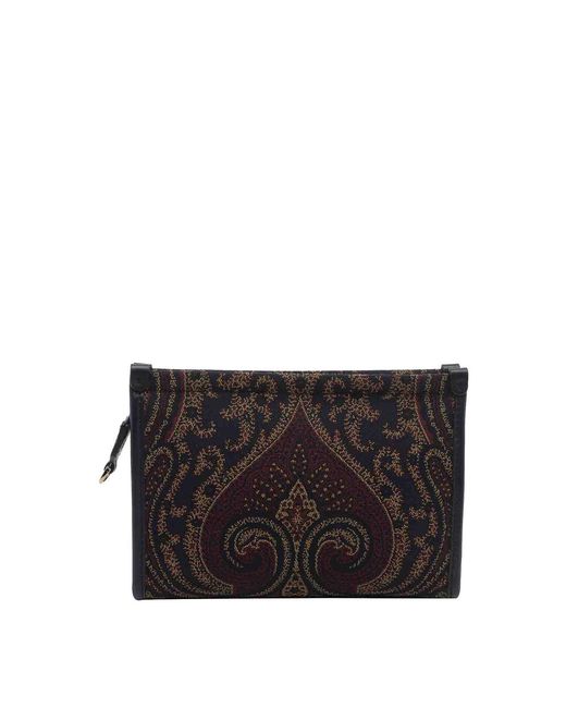 Etro Black Paisley Jacquard Pouch