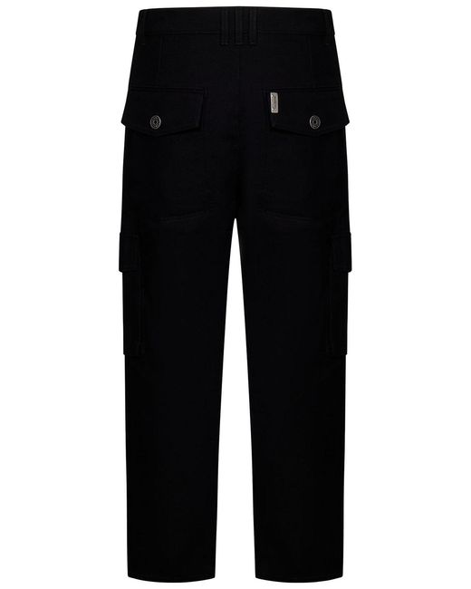 Balmain Black Cargo Pants With Logo Plate for men