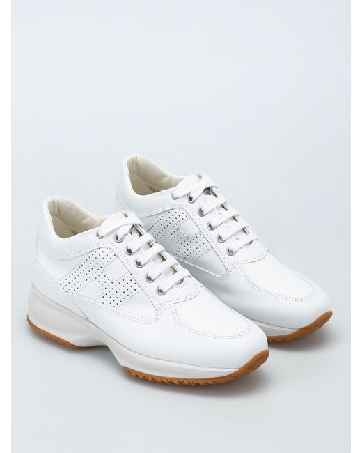 Hogan White Interactive Drilled H Sneakers
