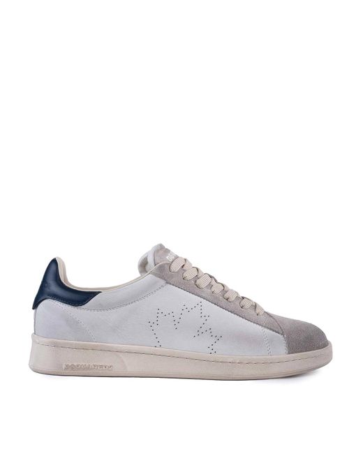 DSquared² Gray Dirty Maple Leaf Boxer Leather Sneakers for men