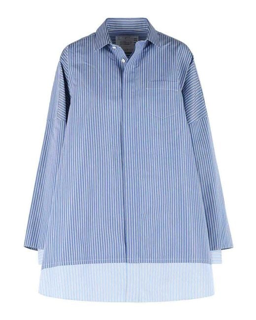 Sacai Blue Cotton Blend Shirt