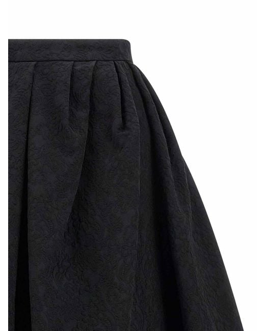 Carolina Herrera Black Cotton Jacquard Midi Skirt With Crinoline Underskirt