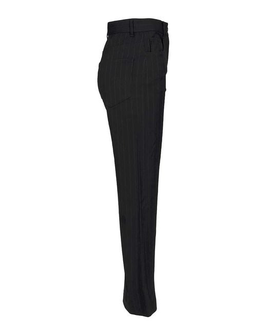 Acne Black Pinstriped Trousers