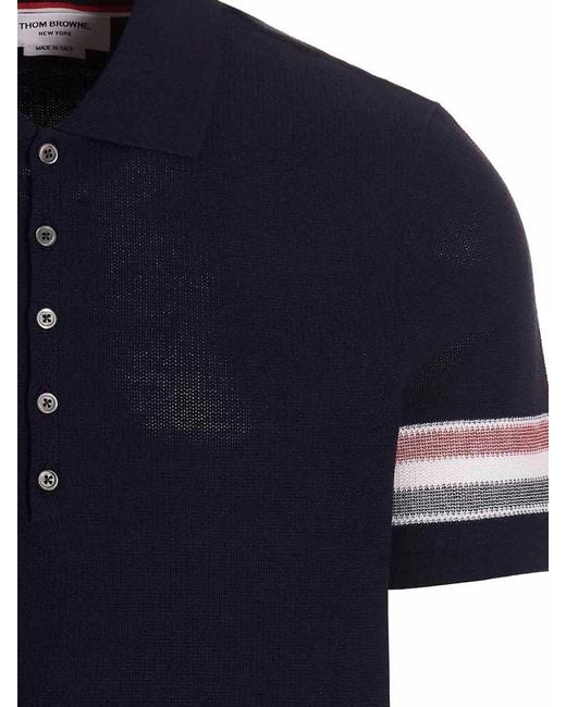 Thom Browne Blue Rwb Polo Shirt for men