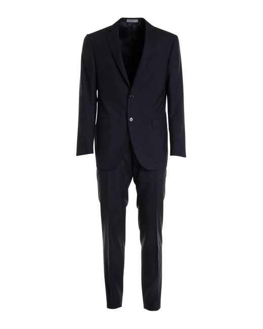 Corneliani Black Wool Suit With Buttons for men