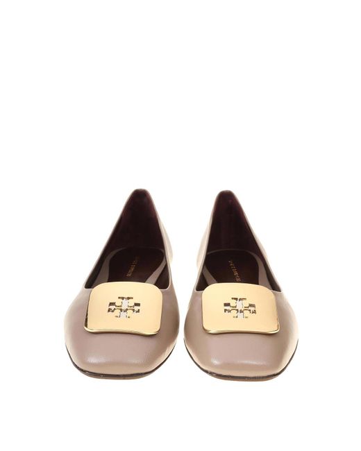 Tory Burch Gray Georgia Leather Flats