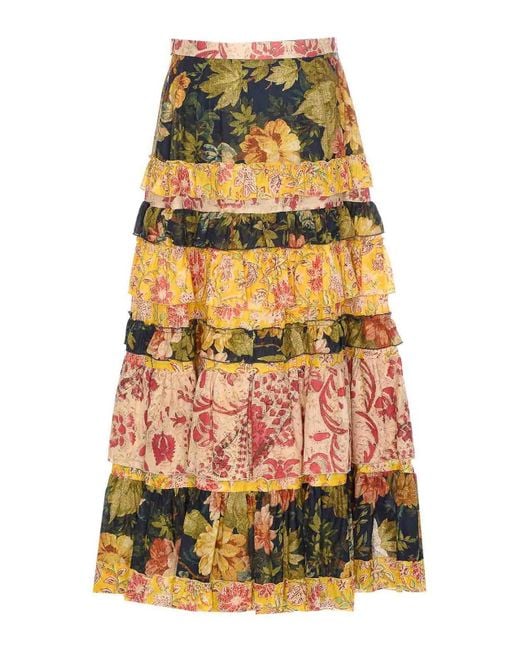 Valentino Garavani Yellow Apres Lhiver Macro Flower Skirt