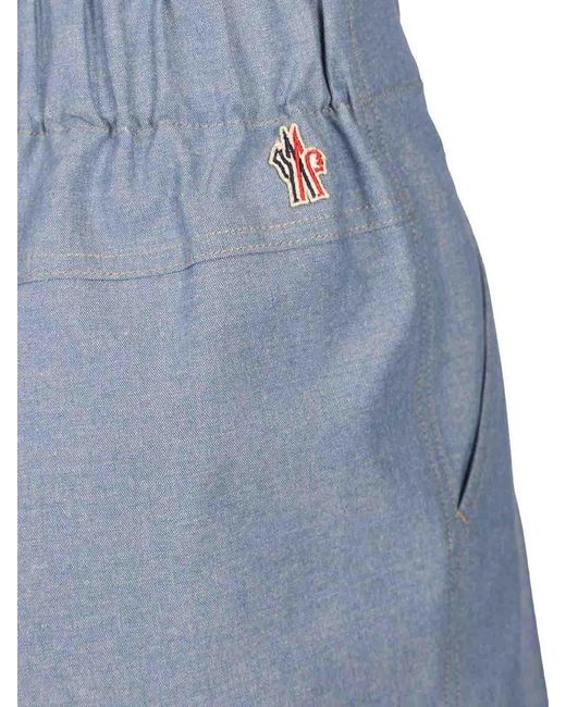 Moncler Blue Chambray Cotton Shorts