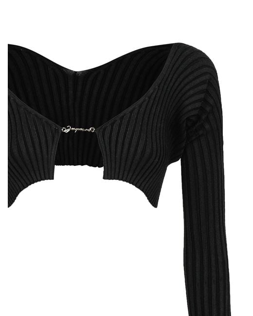 Jacquemus Black Crop Top With Chain Detail