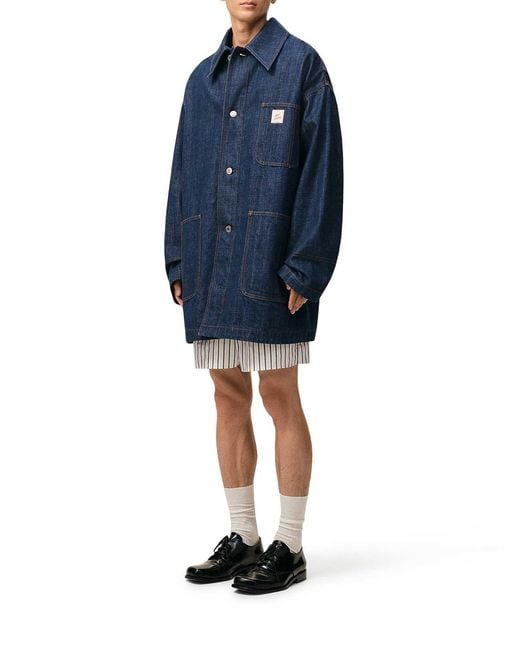 AMI Blue Heritage Insert Cotton Work Jacket for men