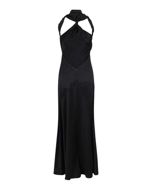 The Attico Black Asymmetrical Midi Dress With Raw Edge Detail