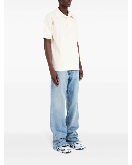 Maison Margiela White Logo-Print Polo Shirt for men