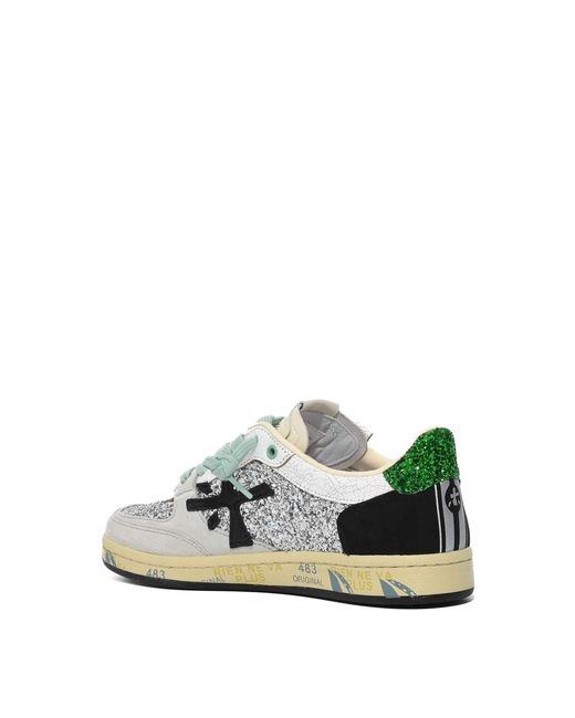 Premiata White Bskt Clayd 8165 Sneakers With Glitter