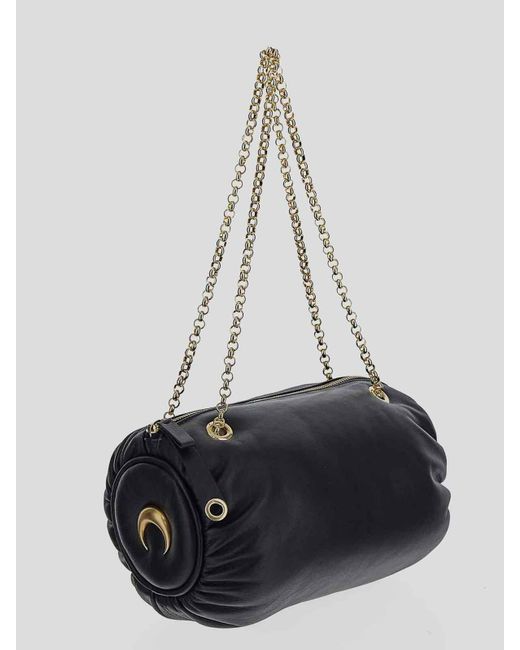 MARINE SERRE Pillow Bag In Black With Chain Shoulder Strap