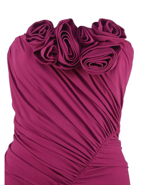Magda Butrym Purple Strapless Jersey Sash Mini Dress