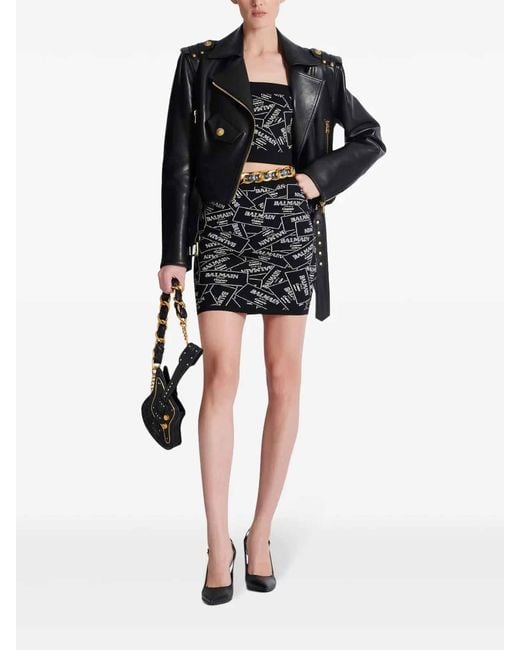 Balmain Black Short Knit Skirt