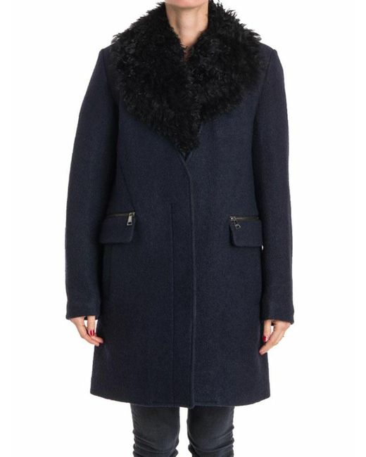 Karl Lagerfeld Black Wool Blend Coat