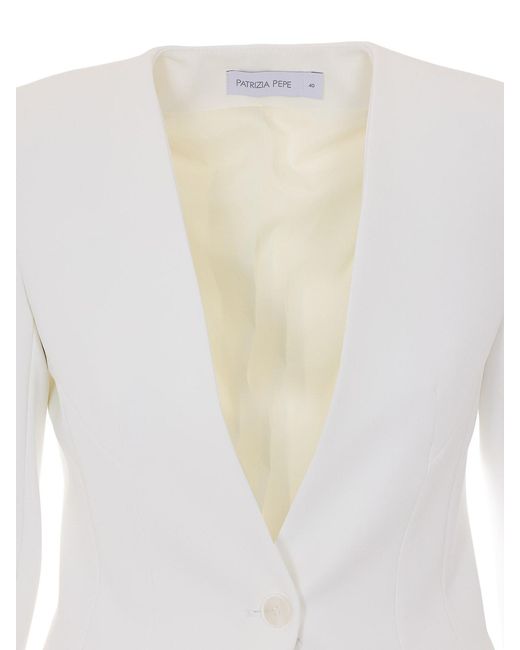 Patrizia Pepe White Sartorial Blazer V-Neck