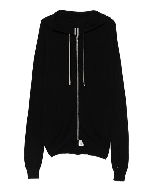Rick Owens Black Zipped Hoodie for men
