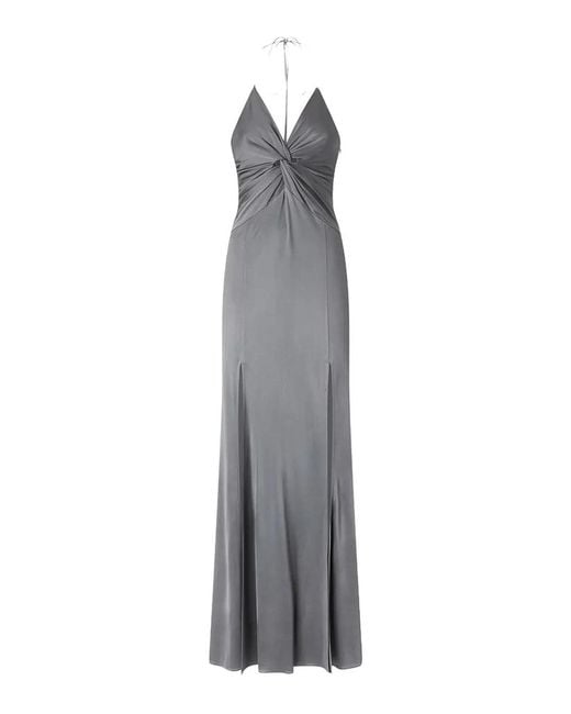 Pinko Gray Galaxy Abito Jersey Satin Grigio Ombra