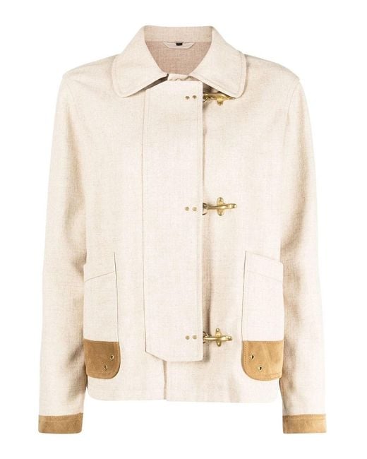 Fay Natural Contrasting-Trim Fitted Jacket