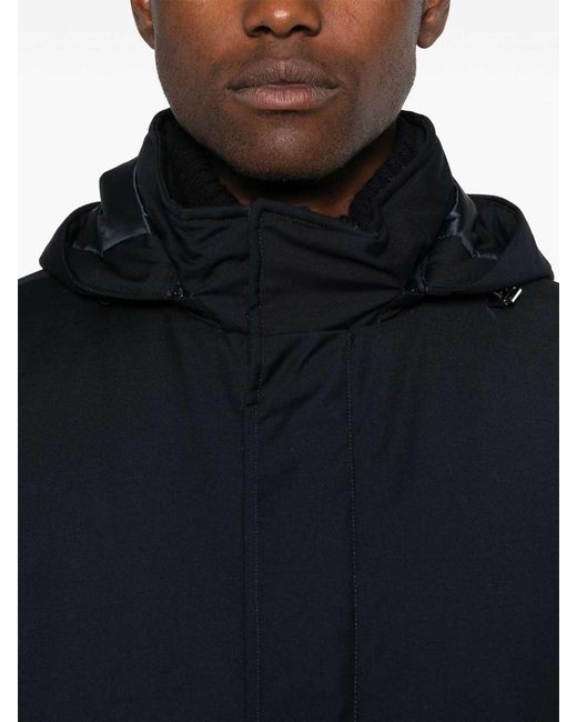 Herno Blue Long Down Jacket With Hood for men