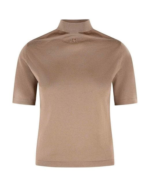 Courreges Brown Merino Wool Turtleneck Sweater