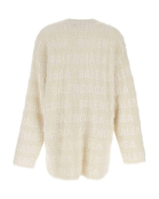 Balenciaga White Furry Cardigan