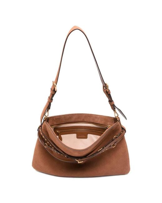 Pinko Brown Suede Big Belt Bag