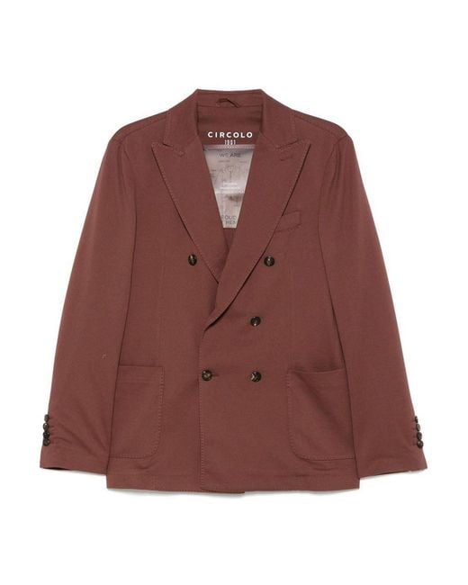 Circolo 1901 Brown Cotton Double-Breasted Jacket for men
