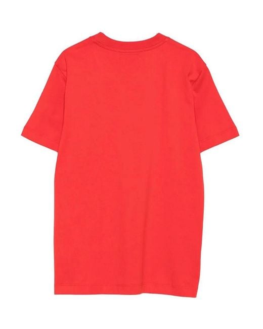 MSGM Red Logo Print Cotton T-Shirt