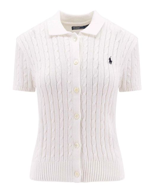 Polo Ralph Lauren White Cotton Cardigan With Contrast