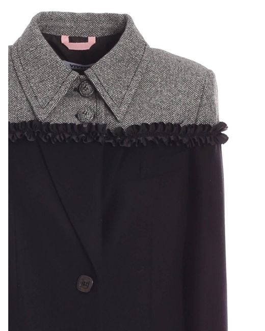 Vivetta Blue Herringbone Detailed Coat