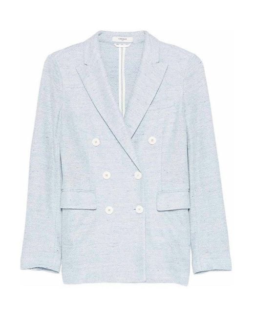Circolo 1901 Blue Double-Breasted Linen Blazer