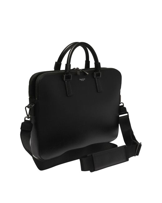 Serapian Black Slim Business Bag for men
