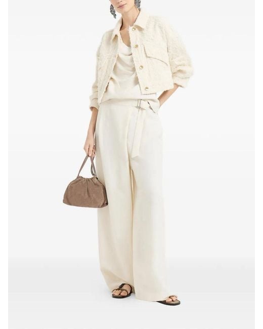 Brunello Cucinelli White Twill Wrap Trousers