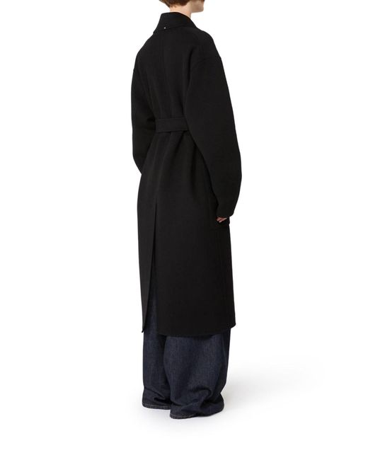Sportmax Black Pure Wool Robe Coat