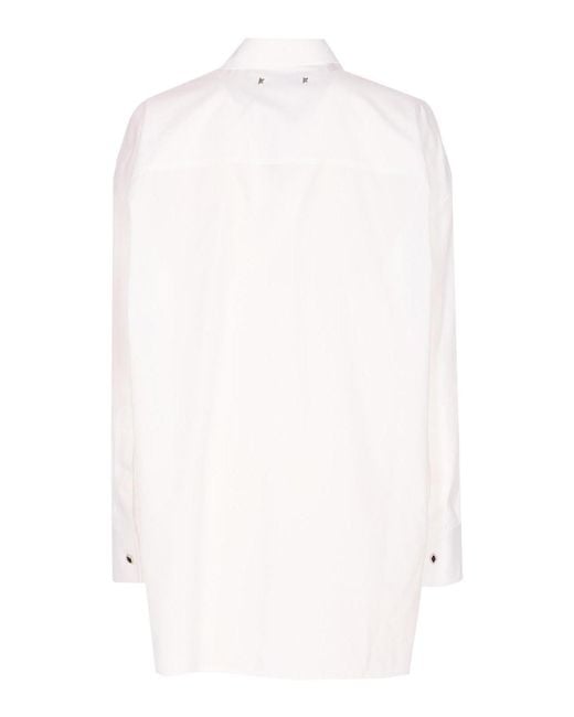 Golden Goose Deluxe Brand White Over Shirt With Frontal Buttons