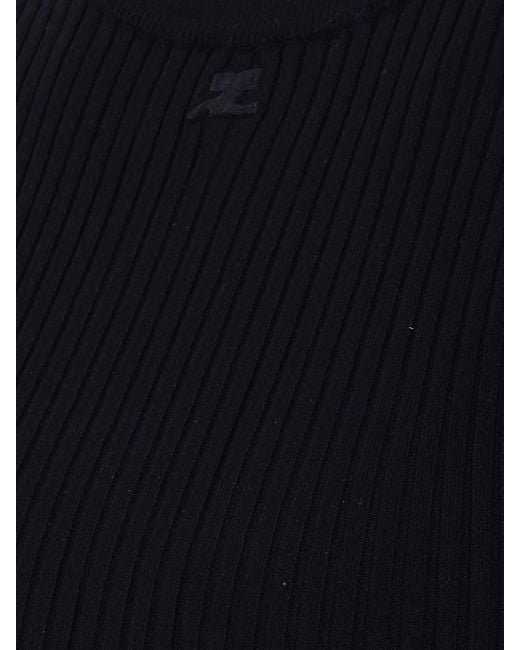 Courreges Blue Buckle Knitted Top