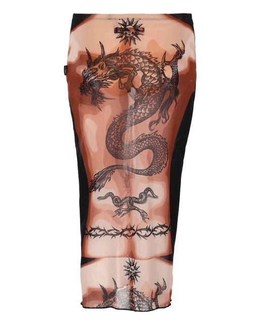 Jean Paul Gaultier Multicolor Midi Skirt With Print