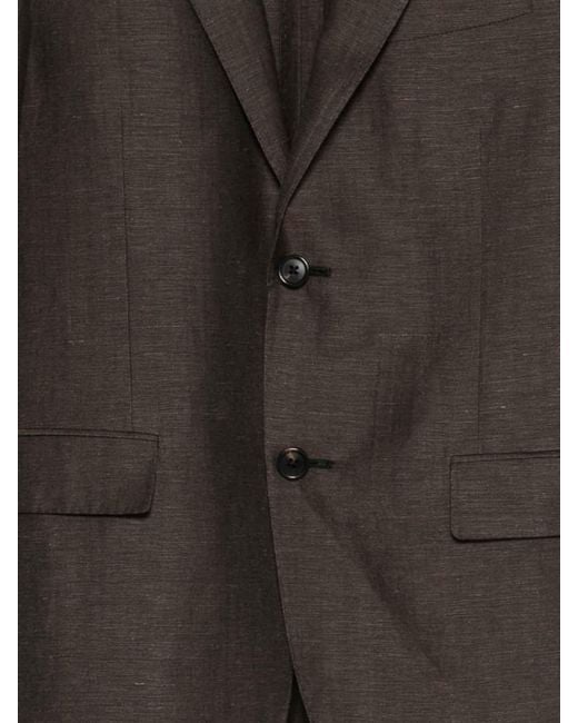 Corneliani Brown Single-Breasted Wool-Linen Blend Jacket for men