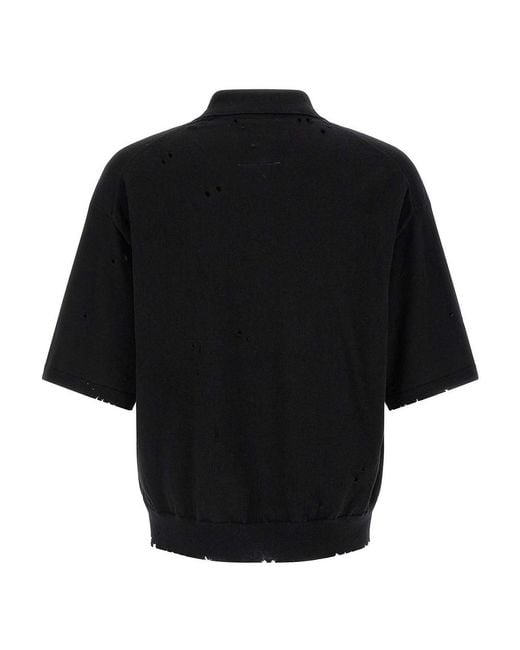 Maison Mihara Yasuhiro Black Embroidery Polo Shirt for men