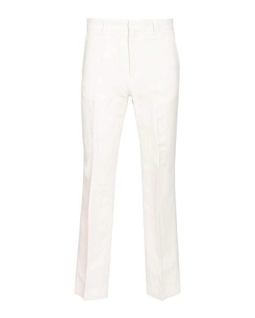 AMI White Straight Fit Trousers for men